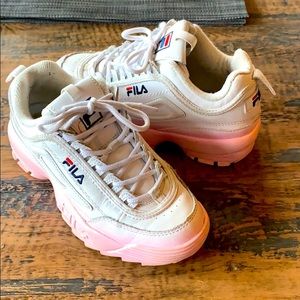 Fila White Pink Ombré Sole Sneakers ladies 6.5 M